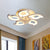Leaf-Shape Semi Flush Lighting Modern Acrylic 5 Heads White LED Ceiling Flush with Crystal Orb Deco White Clearhalo 'Ceiling Lights' 'Close To Ceiling Lights' 'Close to ceiling' 'Semi-flushmount' Lighting' 898354