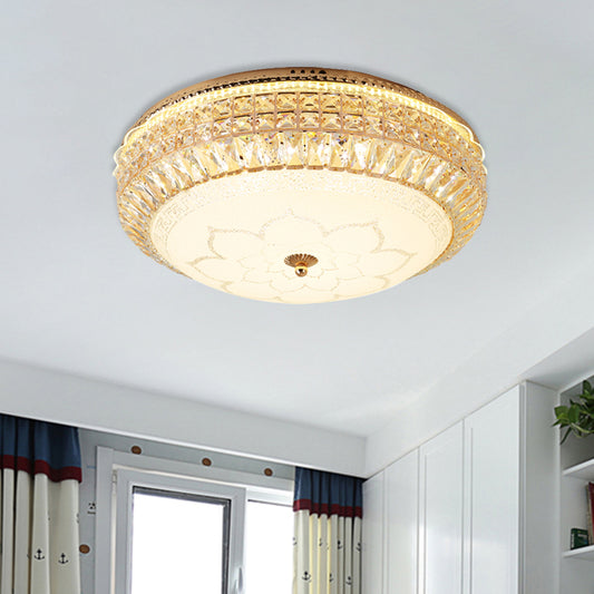 Round Faceted Crystal Flush Mount Lighting Modernist LED Gold Flushmount Lamp for Living Room Clearhalo 'Ceiling Lights' 'Close To Ceiling Lights' 'Close to ceiling' 'Flush mount' Lighting' 898367