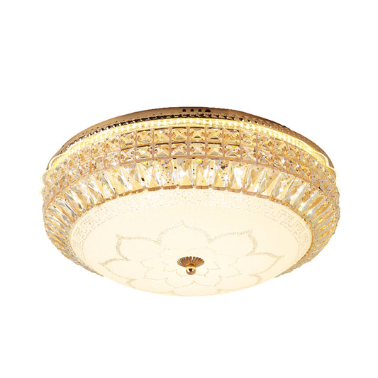 Round Faceted Crystal Flush Mount Lighting Modernist LED Gold Flushmount Lamp for Living Room Clearhalo 'Ceiling Lights' 'Close To Ceiling Lights' 'Close to ceiling' 'Flush mount' Lighting' 898368