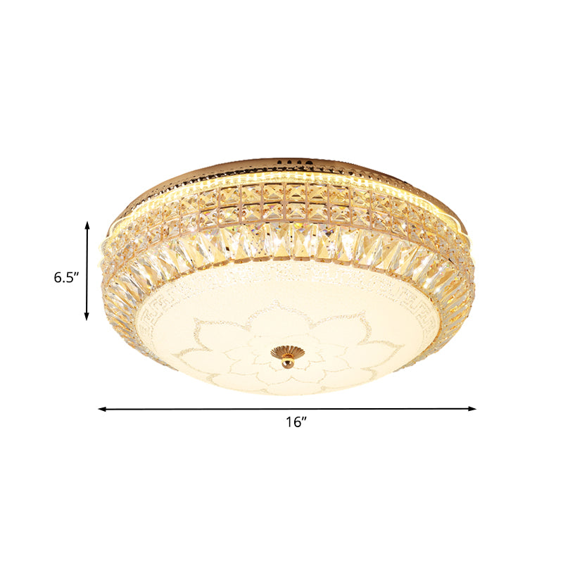 Round Faceted Crystal Flush Mount Lighting Modernist LED Gold Flushmount Lamp for Living Room Clearhalo 'Ceiling Lights' 'Close To Ceiling Lights' 'Close to ceiling' 'Flush mount' Lighting' 898369