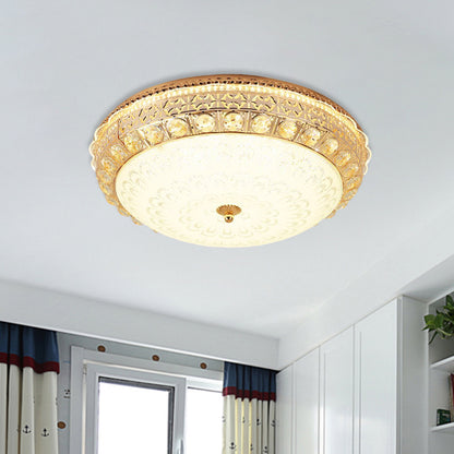 Gold Finish Round Flush Light Fixture Modernism Crystal Block LED Flush Mount Ceiling Lamp Gold Clearhalo 'Ceiling Lights' 'Close To Ceiling Lights' 'Close to ceiling' 'Flush mount' Lighting' 898370
