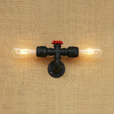 Matte Black 2 Bulbs Wall Mount Light Industrial Style Metallic Water Pipe Wall Lighting for Bedroom Black Clearhalo 'Art deco wall lights' 'Cast Iron' 'Glass' 'Industrial wall lights' 'Industrial' 'Middle century wall lights' 'Modern' 'Rustic wall lights' 'Tiffany' 'Traditional wall lights' 'Wall Lamps & Sconces' 'Wall Lights' Lighting' 90160