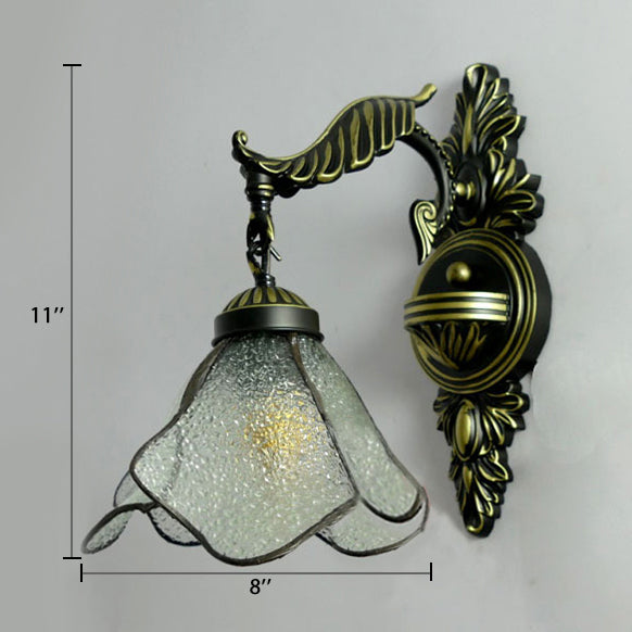 Tiffany Petal Sconce Light Fixture 1 Head Ivory/Pink/Light Blue Wall Mounted Light for Bedroom Clearhalo 'Industrial' 'Middle century wall lights' 'Tiffany wall lights' 'Tiffany' 'Wall Lamps & Sconces' 'Wall Lights' Lighting' 90302