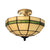 Mission Ceiling Light, Tiffany Style Semi Flush Mount Light with Stained Glass Geometric Shade Green Clearhalo 'Ceiling Lights' 'Close To Ceiling Lights' 'Close to ceiling' 'Glass shade' 'Glass' 'Semi-flushmount' 'Tiffany close to ceiling' 'Tiffany' Lighting' 90413