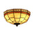 Mission Ceiling Light, Tiffany Style Semi Flush Mount Light with Stained Glass Geometric Shade Red Clearhalo 'Ceiling Lights' 'Close To Ceiling Lights' 'Close to ceiling' 'Glass shade' 'Glass' 'Semi-flushmount' 'Tiffany close to ceiling' 'Tiffany' Lighting' 90415