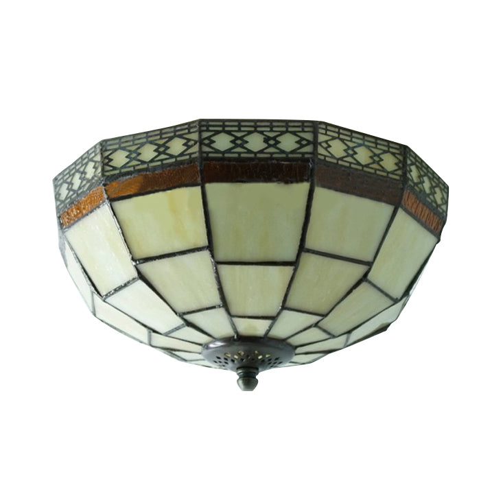 Mission Ceiling Light, Tiffany Style Semi Flush Mount Light with Stained Glass Geometric Shade Clearhalo 'Ceiling Lights' 'Close To Ceiling Lights' 'Close to ceiling' 'Glass shade' 'Glass' 'Semi-flushmount' 'Tiffany close to ceiling' 'Tiffany' Lighting' 90416