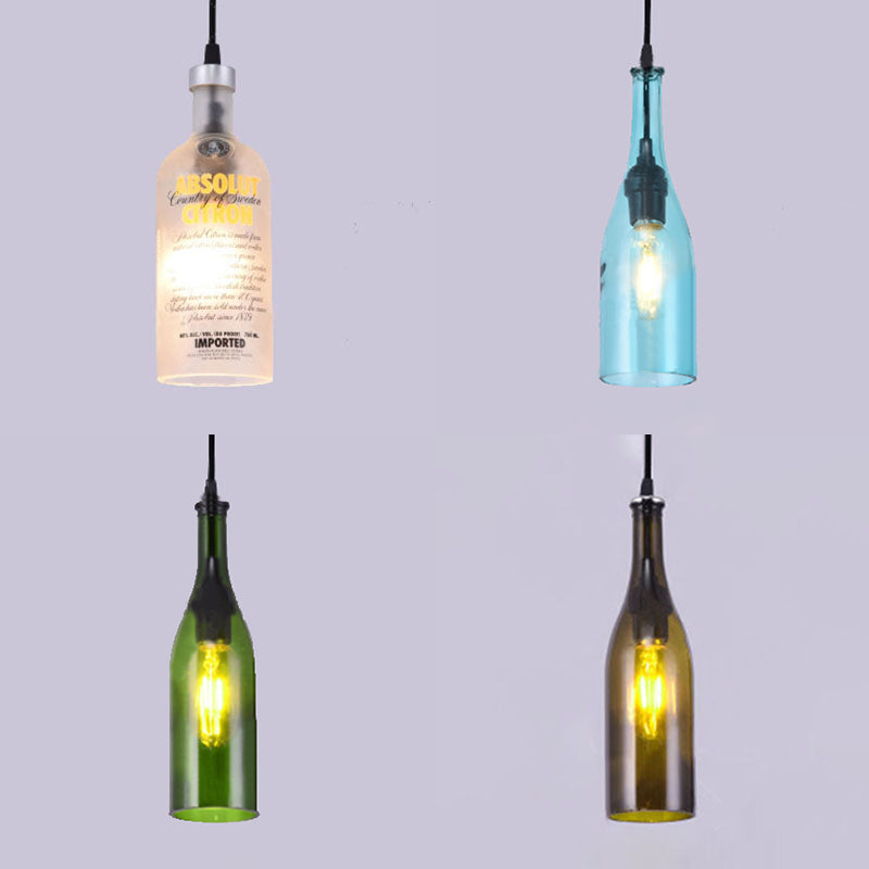 Bottle Glass Pendant Light Fixture Farmhouse 1 Bulb Living Room Ceiling Light Fixture in Brown/Yellow Clearhalo 'Ceiling Lights' 'Chandeliers' 'Close To Ceiling Lights' 'Glass shade' 'Glass' 'Industrial Pendants' 'Industrial' 'Middle Century Pendants' 'Pendant Lights' 'Pendants' 'Tiffany' Lighting' 90452