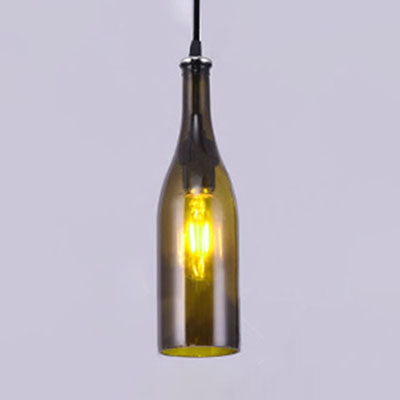 Bottle Glass Pendant Light Fixture Farmhouse 1 Bulb Living Room Ceiling Light Fixture in Brown/Yellow Clearhalo 'Ceiling Lights' 'Chandeliers' 'Close To Ceiling Lights' 'Glass shade' 'Glass' 'Industrial Pendants' 'Industrial' 'Middle Century Pendants' 'Pendant Lights' 'Pendants' 'Tiffany' Lighting' 90455