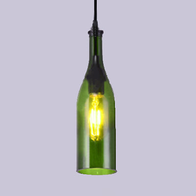 Bottle Glass Pendant Light Fixture Farmhouse 1 Bulb Living Room Ceiling Light Fixture in Brown/Yellow Green Clearhalo 'Ceiling Lights' 'Chandeliers' 'Close To Ceiling Lights' 'Glass shade' 'Glass' 'Industrial Pendants' 'Industrial' 'Middle Century Pendants' 'Pendant Lights' 'Pendants' 'Tiffany' Lighting' 90457