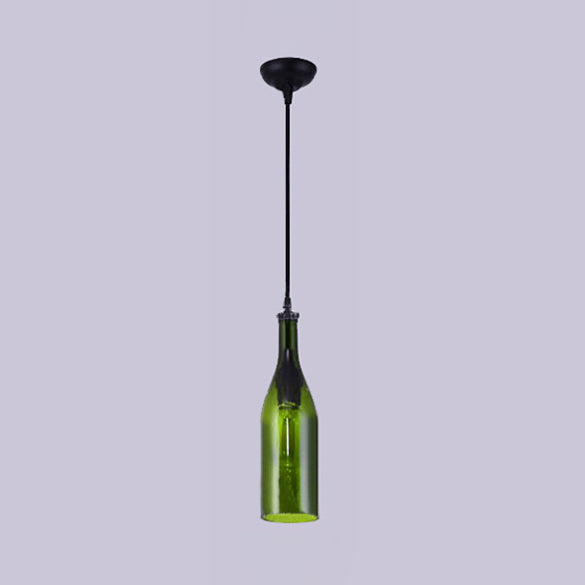 Bottle Glass Pendant Light Fixture Farmhouse 1 Bulb Living Room Ceiling Light Fixture in Brown/Yellow Clearhalo 'Ceiling Lights' 'Chandeliers' 'Close To Ceiling Lights' 'Glass shade' 'Glass' 'Industrial Pendants' 'Industrial' 'Middle Century Pendants' 'Pendant Lights' 'Pendants' 'Tiffany' Lighting' 90458