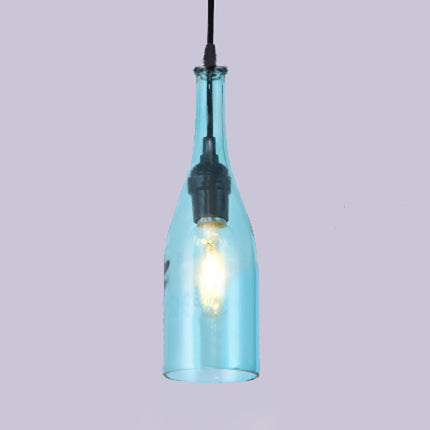Bottle Glass Pendant Light Fixture Farmhouse 1 Bulb Living Room Ceiling Light Fixture in Brown/Yellow Light Blue Clearhalo 'Ceiling Lights' 'Chandeliers' 'Close To Ceiling Lights' 'Glass shade' 'Glass' 'Industrial Pendants' 'Industrial' 'Middle Century Pendants' 'Pendant Lights' 'Pendants' 'Tiffany' Lighting' 90459