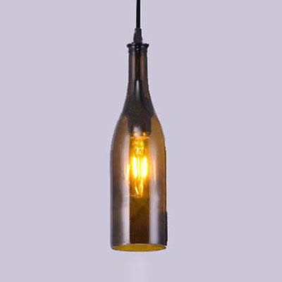 Bottle Glass Pendant Light Fixture Farmhouse 1 Bulb Living Room Ceiling Light Fixture in Brown/Yellow Brown Clearhalo 'Ceiling Lights' 'Chandeliers' 'Close To Ceiling Lights' 'Glass shade' 'Glass' 'Industrial Pendants' 'Industrial' 'Middle Century Pendants' 'Pendant Lights' 'Pendants' 'Tiffany' Lighting' 90463