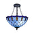 Blue Ceiling Light for Bedroom, 2 Lights Jeweled Semi Flush Mount Lighting with Chain and Art Glass Shade Blue Clearhalo 'Ceiling Lights' 'Chandeliers' 'Close To Ceiling Lights' 'Close to ceiling' 'Glass shade' 'Glass' 'Pendant Lights' 'Semi-flushmount' 'Tiffany close to ceiling' 'Tiffany' Lighting' 90562