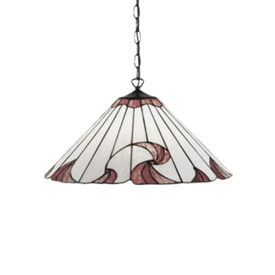 1 Bulb Ceiling Pendant Light Tiffany-Style Cone Handcrafted Stained Glass Suspension Lighting in Red Clearhalo 'Ceiling Lights' 'Chandeliers' 'Industrial' 'Middle Century Pendants' 'Pendant Lights' 'Pendants' 'Tiffany close to ceiling' 'Tiffany Pendants' 'Tiffany' Lighting' 90811