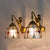 Stained Glass Dome Wall Light Fixture Tiffany 2 Heads Yellow/Blue/Clear Sconce Light with Mermaid Backplate Clear Clearhalo 'Industrial' 'Middle century wall lights' 'Tiffany wall lights' 'Tiffany' 'Wall Lamps & Sconces' 'Wall Lights' Lighting' 91047
