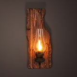 Teardrop Clear Glass Wall Mounted Lamp Industrial Single Bulb Bedroom Sconce Light with Wooden Backplate Wood Clearhalo 'Industrial wall lights' 'Industrial' 'Middle century wall lights' 'Rustic wall lights' 'Tiffany' 'Wall Lamps & Sconces' 'Wall Lights' Lighting' 91088