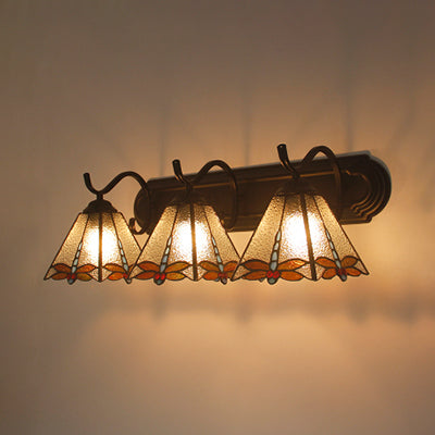 3 Lights Dragonfly Vanity Lighting Loft Country Clear Glass Wall Mount Light for Bathroom Clear Clearhalo 'Industrial' 'Middle century wall lights' 'Tiffany wall lights' 'Tiffany' 'Wall Lamps & Sconces' 'Wall Lights' Lighting' 91373