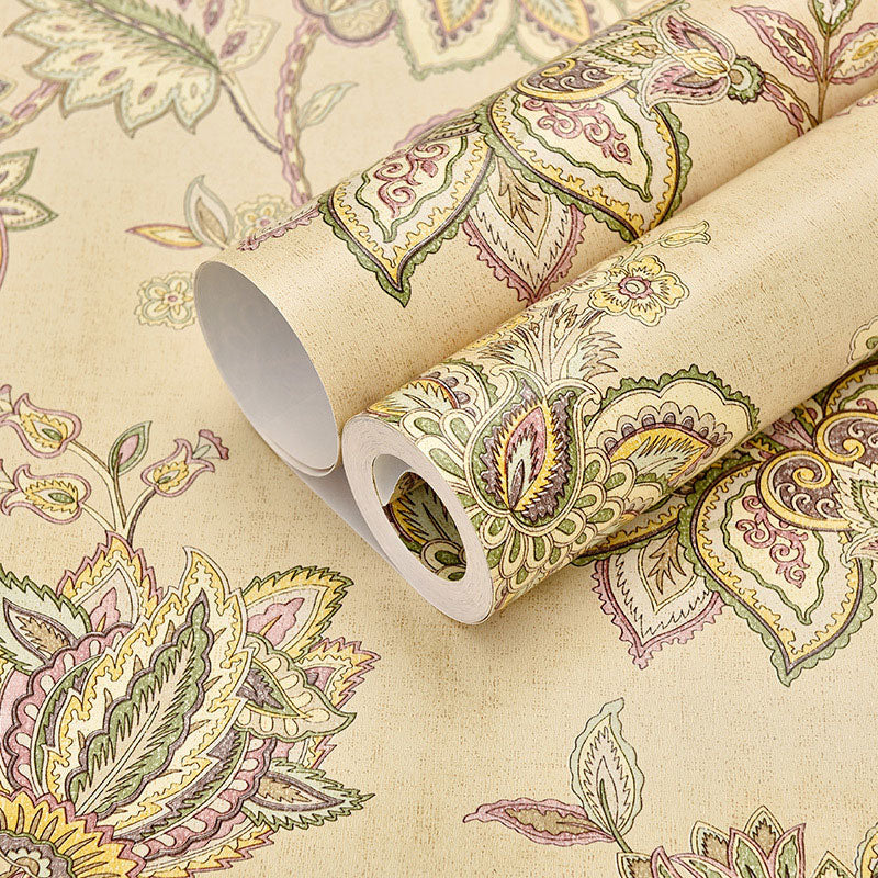 Non-Pasted Wallpaper with Natural Color Blossoming Flower, 20.5"W x 33'L Clearhalo 'Vintage wall decor' 'Vintage' 'Wallpaper' Wall Decor' 914626