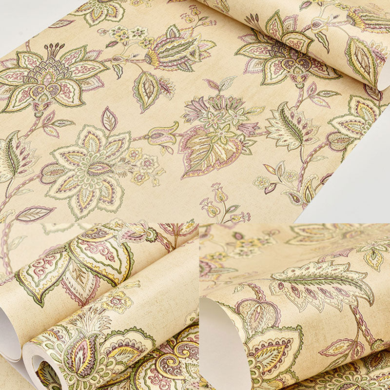 Non-Pasted Wallpaper with Natural Color Blossoming Flower, 20.5"W x 33'L Clearhalo 'Vintage wall decor' 'Vintage' 'Wallpaper' Wall Decor' 914627