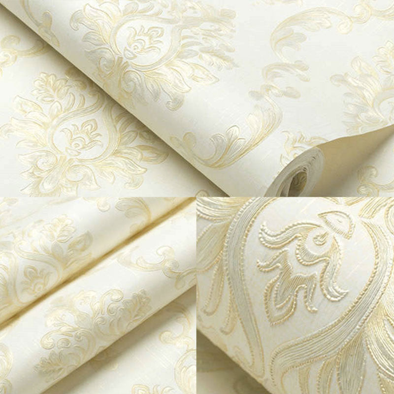 European Wallpaper Pastel Color 3D Visual Damask Design Wall Covering, Non-Pasted Clearhalo 'Vintage wall decor' 'Vintage' 'Wallpaper' Wall Decor' 914656