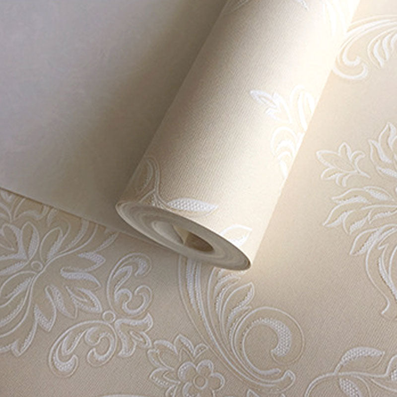 Natural Color Wall Covering 20.5-inch x 33-foot Non-Woven Stain-Resistant 3D Visual Damask Wallpaper Roll Clearhalo 'Vintage wall decor' 'Vintage' 'Wallpaper' Wall Decor' 914706
