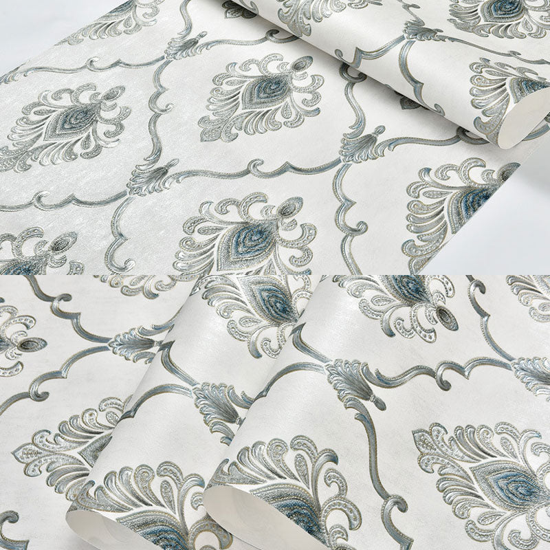 20.5 in x 33 ft Mid Century Wallpaper Blossoming Damask Design Wall Art in Natural Color Clearhalo 'Vintage wall decor' 'Vintage' 'Wallpaper' Wall Decor' 914733