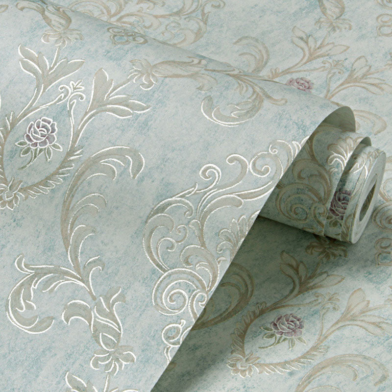 Nostalgic Pastel Color Wallpaper Countryside Blossoming Flower Wall Covering, Non-Pasted Clearhalo 'Vintage wall decor' 'Vintage' 'Wallpaper' Wall Decor' 914858