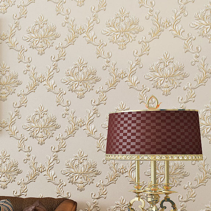 Classic Wall Decor 3D Visual Damasque Non-Pasted Wallpaper Roll, 33'L x 20.5"W Nude Pink Clearhalo 'Vintage wall decor' 'Vintage' 'Wallpaper' Wall Decor' 914882