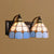 2 Heads Sconce Light Fixture Baroque Grid Patterned Blue Glass Wall Mounted Light Blue Clearhalo 'Industrial' 'Middle century wall lights' 'Tiffany wall lights' 'Tiffany' 'Wall Lamps & Sconces' 'Wall Lights' Lighting' 91492