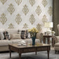 Pastel Color 57.1 sq ft. Wallpaper Non-Woven Moisture-Resistant 3D Print Damask Design Wall Covering White Clearhalo 'Vintage wall decor' 'Vintage' 'Wallpaper' Wall Decor' 914947