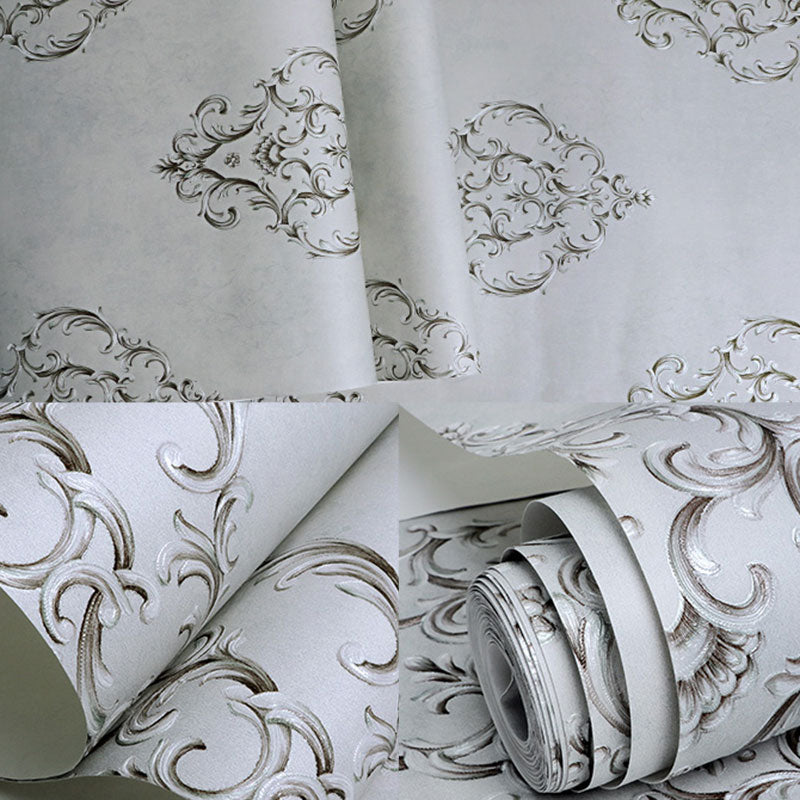Pastel Color 57.1 sq ft. Wallpaper Non-Woven Moisture-Resistant 3D Print Damask Design Wall Covering Clearhalo 'Vintage wall decor' 'Vintage' 'Wallpaper' Wall Decor' 914951