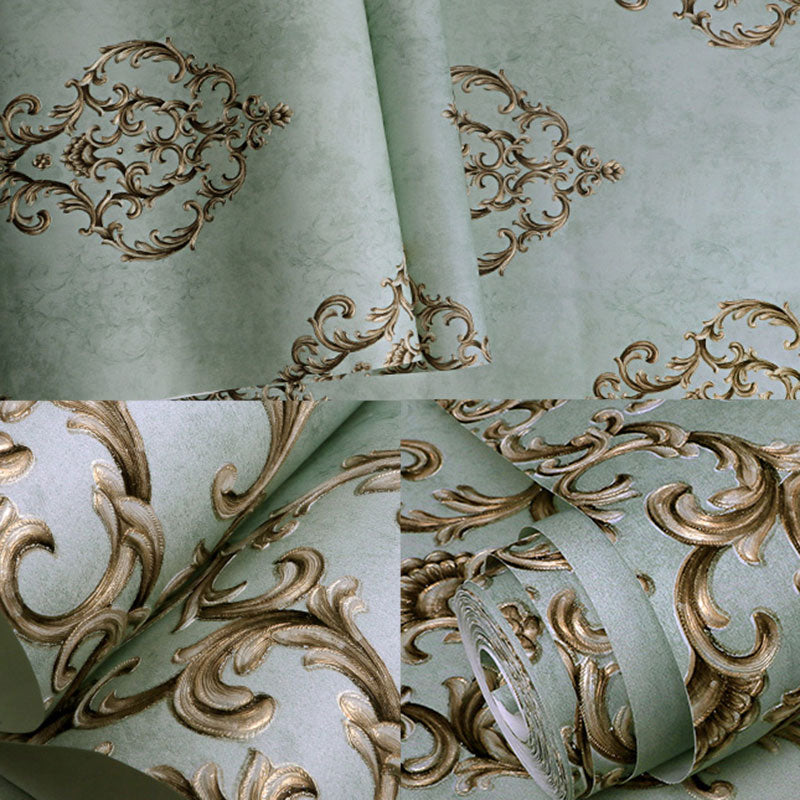 Pastel Color 57.1 sq ft. Wallpaper Non-Woven Moisture-Resistant 3D Print Damask Design Wall Covering Clearhalo 'Vintage wall decor' 'Vintage' 'Wallpaper' Wall Decor' 914954