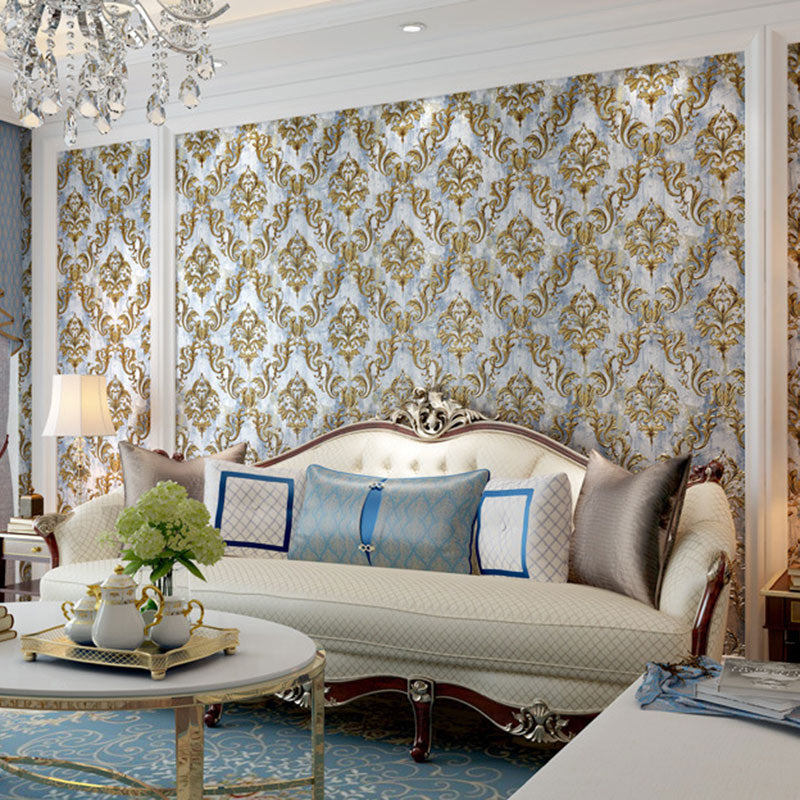 Nordic 3D Print Damasque Wallpaper Stain-Resistant Non-Pasted Wall Decor, 31' by 20.5" Light Blue Clearhalo 'Vintage wall decor' 'Vintage' 'Wallpaper' Wall Decor' 915026