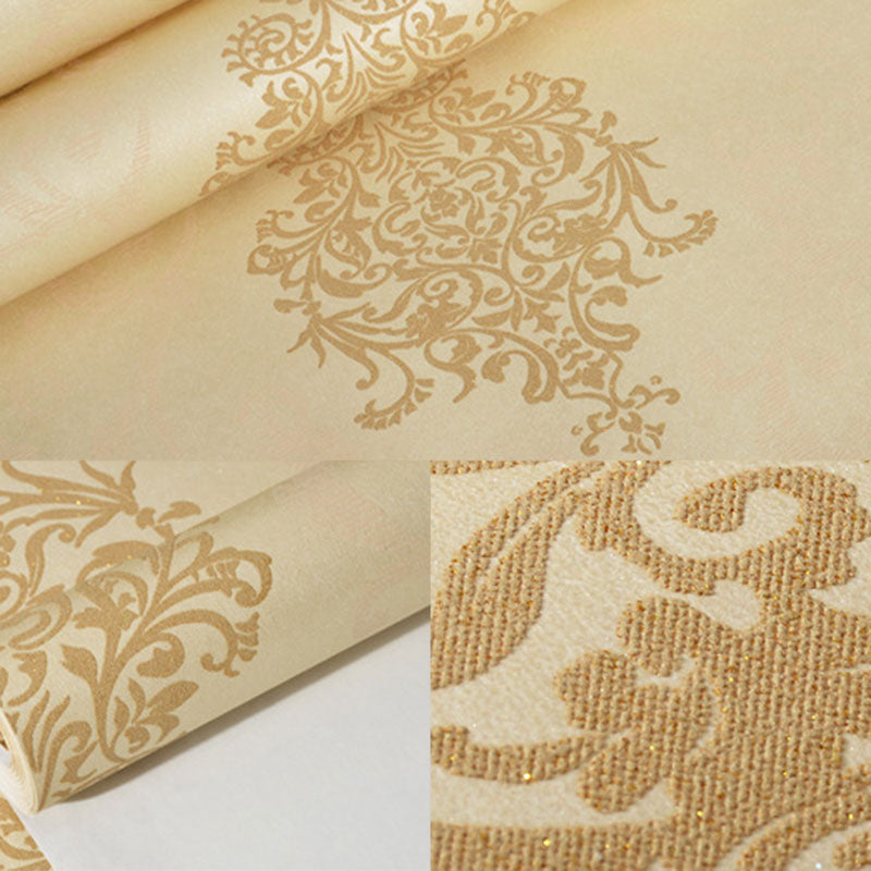 Natural Color Damasque Decorative Wallpaper Non-Pasted Wall Covering, 33-foot x 20.5-inch Clearhalo 'Vintage wall decor' 'Vintage' 'Wallpaper' Wall Decor' 915051