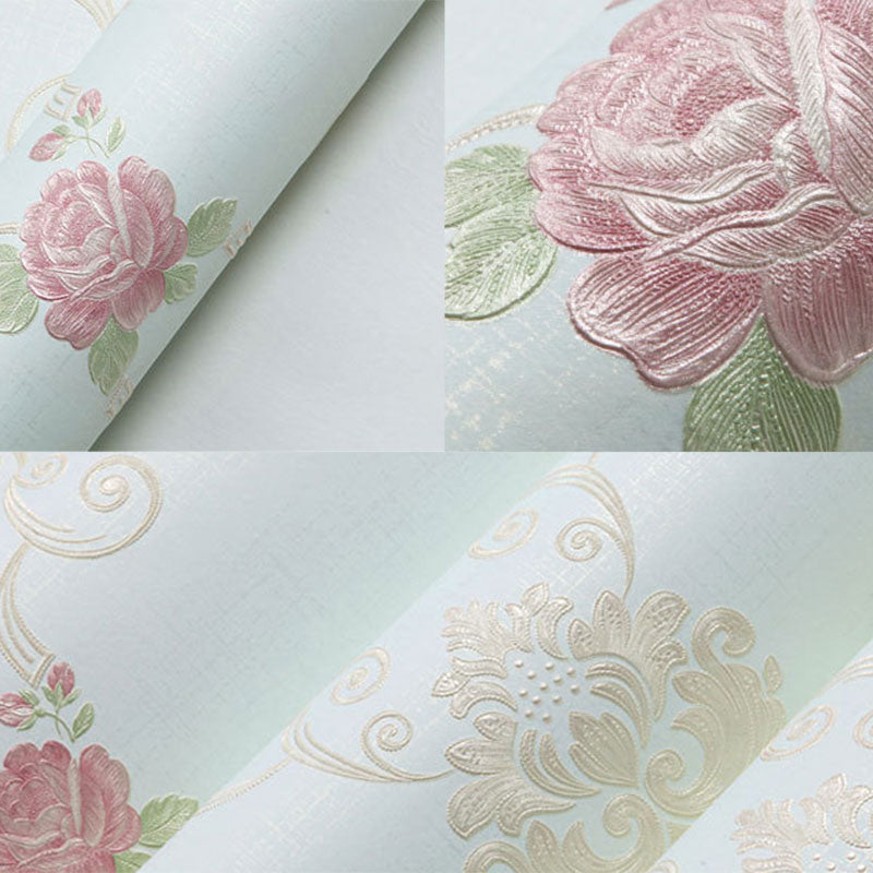 Non-Pasted Wall Covering 33' x 20.5" Minimalist Embossed Flower Wallpaper for Bedroom Clearhalo 'Vintage wall decor' 'Vintage' 'Wallpaper' Wall Decor' 915065