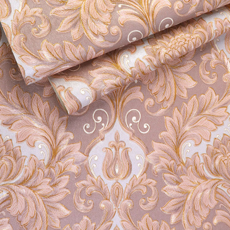 Vinyl Luxe Wallpaper 33' x 20.5" European Non-Pasted Wall Covering with 3D Effect Blossoms Clearhalo 'Vintage wall decor' 'Vintage' 'Wallpaper' Wall Decor' 915108