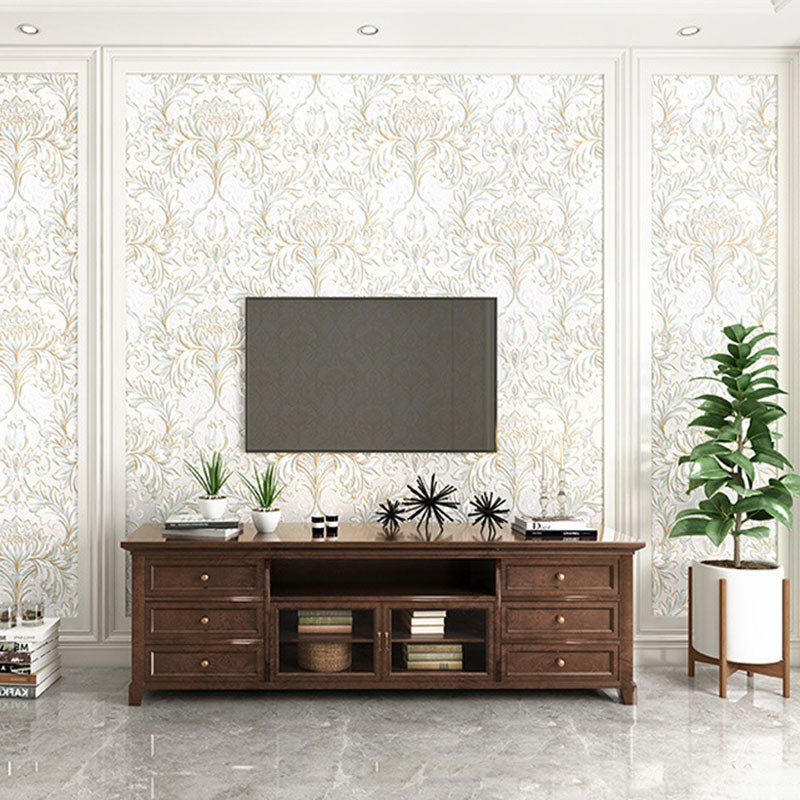 Vinyl Luxe Wallpaper 33' x 20.5" European Non-Pasted Wall Covering with 3D Effect Blossoms Clearhalo 'Vintage wall decor' 'Vintage' 'Wallpaper' Wall Decor' 915117