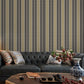 Vintage Wall Covering Simple Stripe Non-Pasted Wallpaper Roll, 57.1 sq ft. Black Clearhalo 'Vintage wall decor' 'Vintage' 'Wallpaper' Wall Decor' 915138