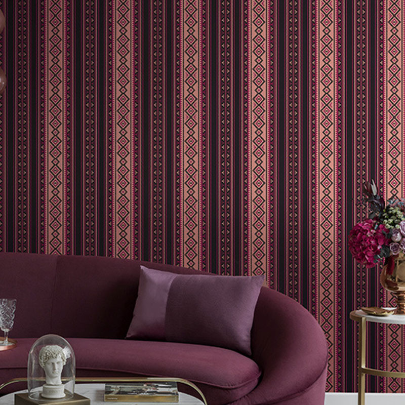 Vintage Wall Covering Simple Stripe Non-Pasted Wallpaper Roll, 57.1 sq ft. Burgundy Clearhalo 'Vintage wall decor' 'Vintage' 'Wallpaper' Wall Decor' 915144