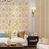 Luxe Damask Design Wall Decor Non-Pasted Wallpaper for Living Room, 33'L x 20.5"W Beige Clearhalo 'Vintage wall decor' 'Vintage' 'Wallpaper' Wall Decor' 915159