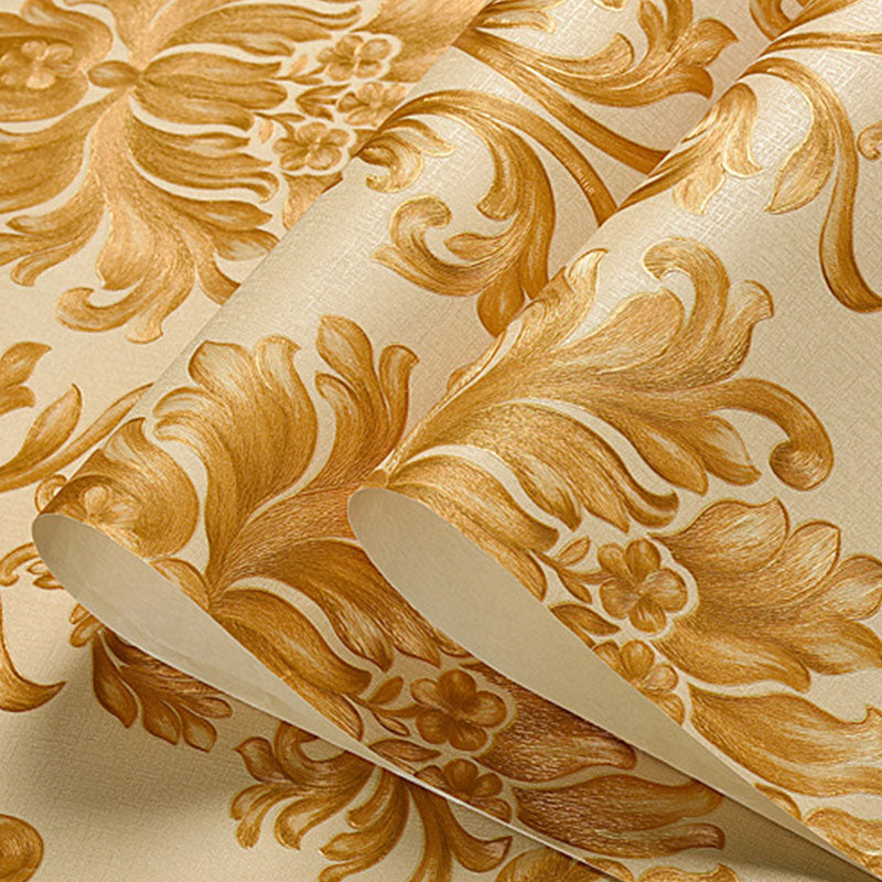 Luxe Damask Design Wall Decor Non-Pasted Wallpaper for Living Room, 33'L x 20.5"W Light Coffee Clearhalo 'Vintage wall decor' 'Vintage' 'Wallpaper' Wall Decor' 915162