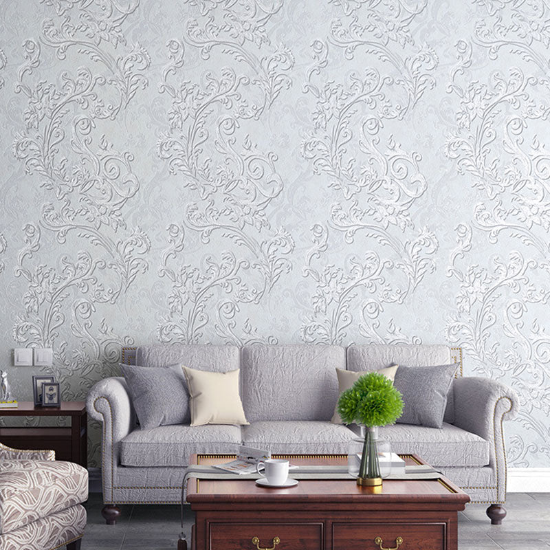 Plaster Wall Art 33'L x 20.5"W Classic Non-Pasted Entwined Vine and Flower Wallpaper, Water-Resistant Cream Gray Clearhalo 'Vintage wall decor' 'Vintage' 'Wallpaper' Wall Decor' 915175