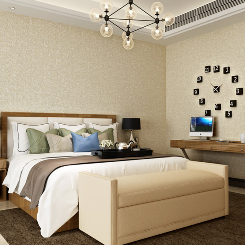 Soft Color Linen Pattern Wallpaper 31'L x 20.5"W Non-Pasted Water-Resistant PVC Wall Covering Light Yellow Clearhalo 'Modern wall decor' 'Modern' 'Wallpaper' Wall Decor' 915204