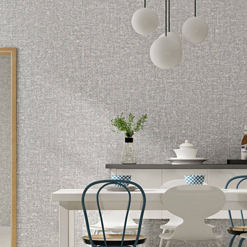 Soft Color Linen Pattern Wallpaper 31'L x 20.5"W Non-Pasted Water-Resistant PVC Wall Covering Light Gray Clearhalo 'Modern wall decor' 'Modern' 'Wallpaper' Wall Decor' 915210