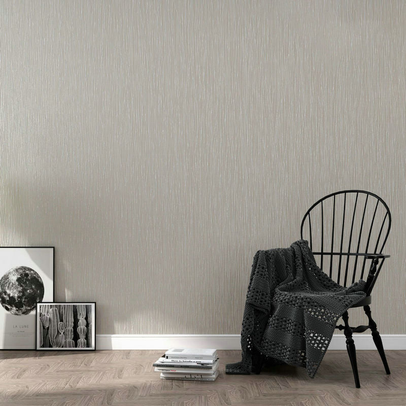20.5"W x 31'L Wall Decor Minimalist Narrow Stripe Non-Pasted Wallpaper in Natural Color Beige Clearhalo 'Modern wall decor' 'Modern' 'Wallpaper' Wall Decor' 915309