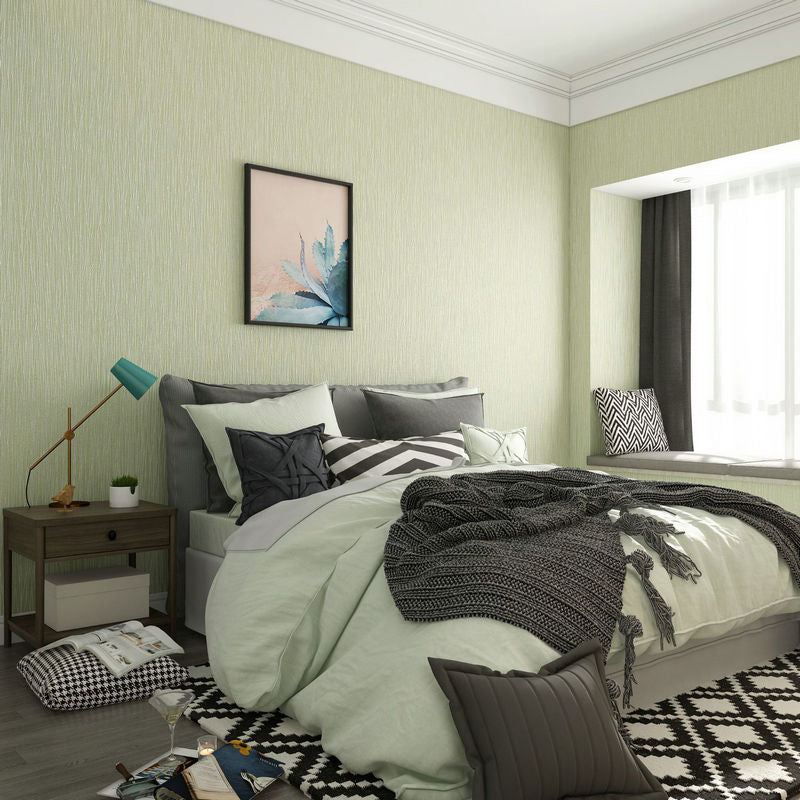 20.5"W x 31'L Wall Decor Minimalist Narrow Stripe Non-Pasted Wallpaper in Natural Color Light Green Clearhalo 'Modern wall decor' 'Modern' 'Wallpaper' Wall Decor' 915312
