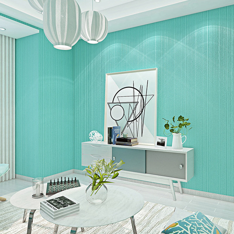 Non-Woven Wallpaper Roll 20.5"W x 31'L Contemporary Non-Pasted Wall Covering with Simple Stripe Aqua Clearhalo 'Modern wall decor' 'Modern' 'Wallpaper' Wall Decor' 915322