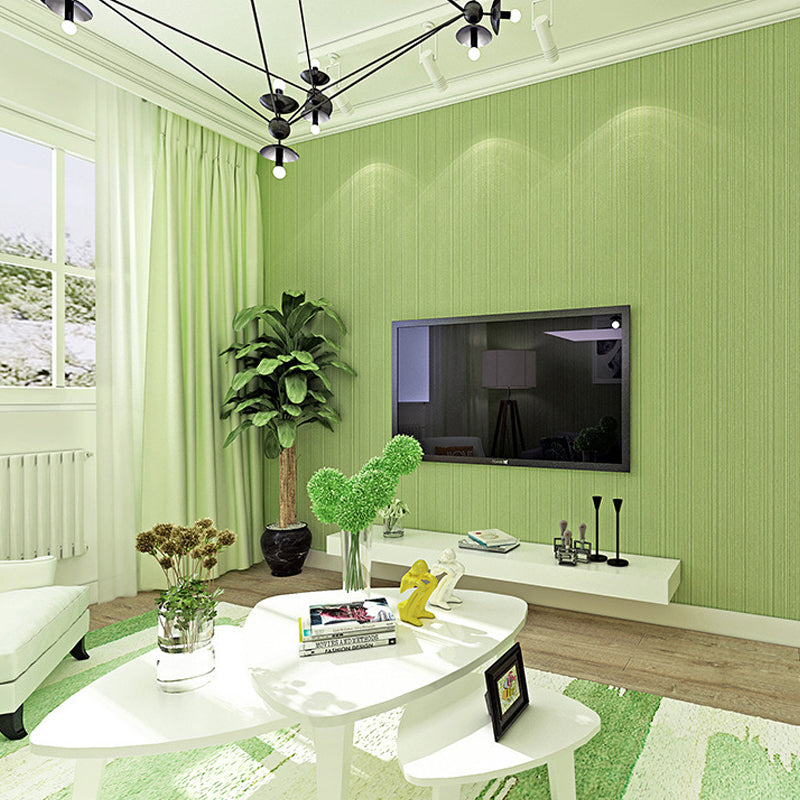 Non-Woven Wallpaper Roll 20.5"W x 31'L Contemporary Non-Pasted Wall Covering with Simple Stripe Light Green Clearhalo 'Modern wall decor' 'Modern' 'Wallpaper' Wall Decor' 915326