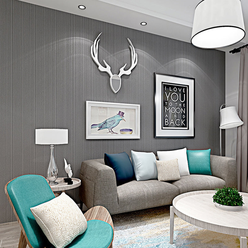 Non-Woven Wallpaper Roll 20.5"W x 31'L Contemporary Non-Pasted Wall Covering with Simple Stripe Clearhalo 'Modern wall decor' 'Modern' 'Wallpaper' Wall Decor' 915331