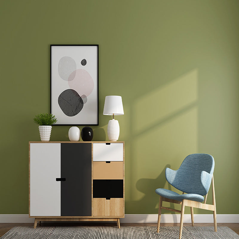 Non-Woven Wall Covering 31'L x 20.5"W Modern Non-Pasted Plain Color Wallpaper Roll Olive Green Clearhalo 'Modern wall decor' 'Modern' 'Wallpaper' Wall Decor' 915529